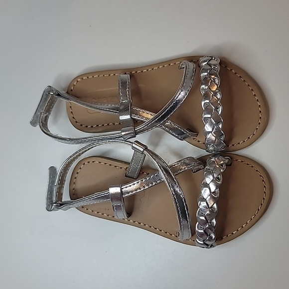 FREE with Purchase Silver Braided Velcro Flat Summer Sandals - Picture 1 of 4